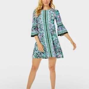 Lilly Pulitzer Blue Green Pink Ophelia Fall Spring Sundress Dress Womens XXS